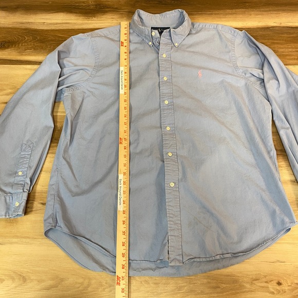 Ralph Lauren Classic Fit Shirt Mens XL Button Down Shirt Light Blue Pink Pony - Picture 5 of 10